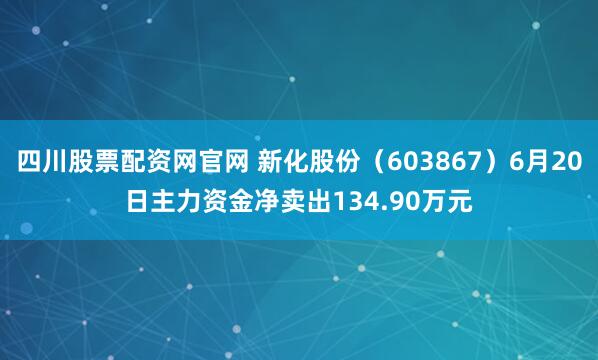 四川股票配资网官网 新化股份（603867）6月20日主力资金净卖出134.90万元